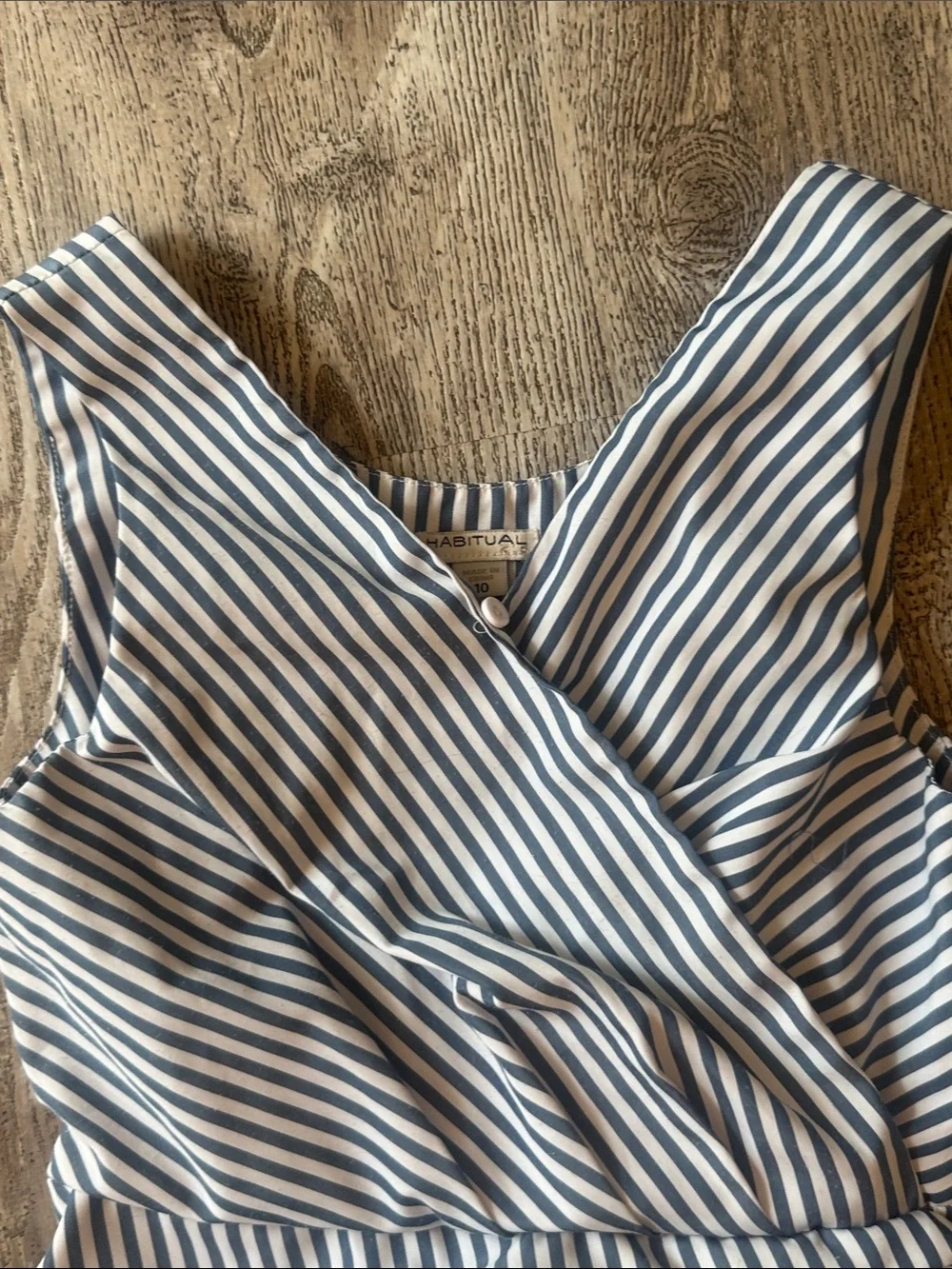 Habitual Blue and White Striped Wrap-Style Kids Dress